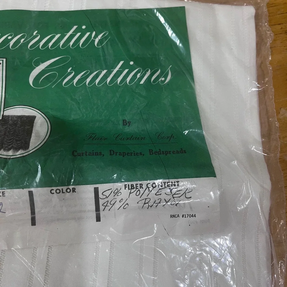 Vtg Decorative Creations White Sheer Mardi Gras Striped Curtain Panel 72